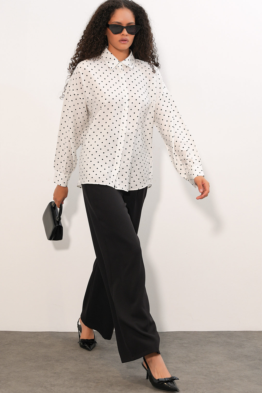 Bigdart Chemise oversize à pois pour femmes 20392 - Blanc