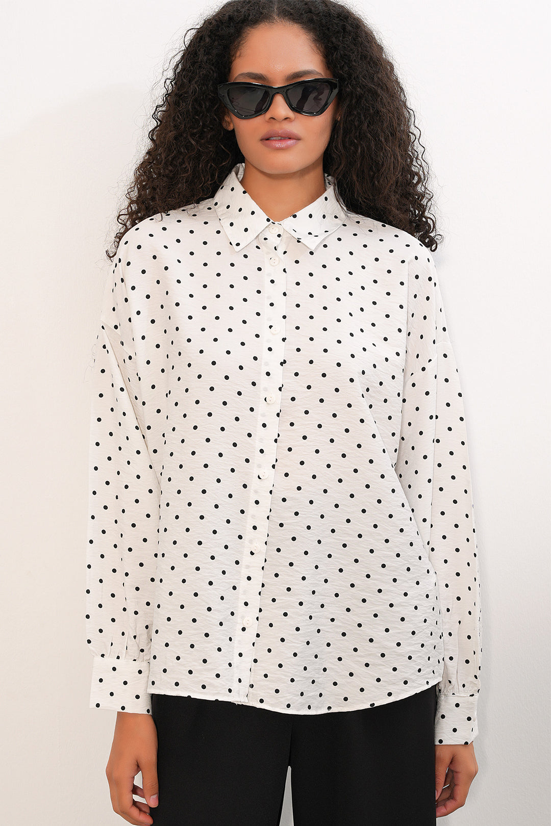 Bigdart Chemise oversize à pois pour femmes 20392 - Blanc