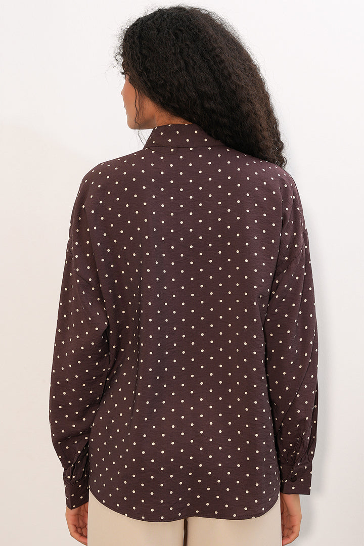 Bigdart Chemise oversize à pois pour femmes 20392 - Marron