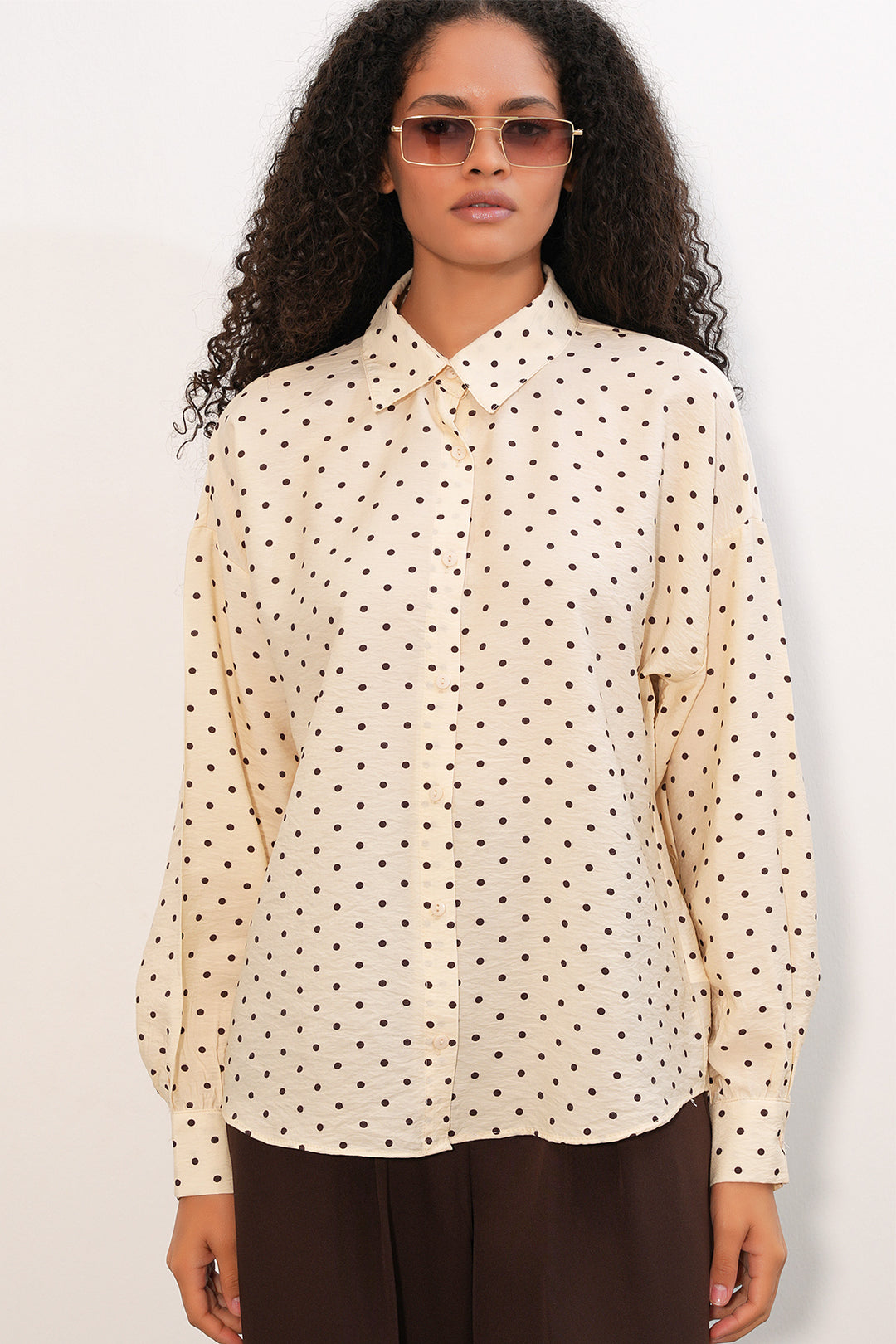 Bigdart Chemise oversize à pois pour femmes 20392 - Crème