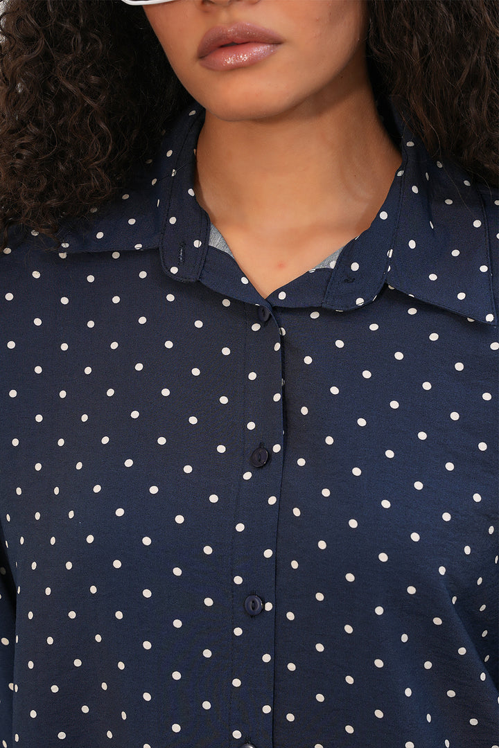 Bigdart Chemise oversize à pois pour femmes 20392 - Bleu marine
