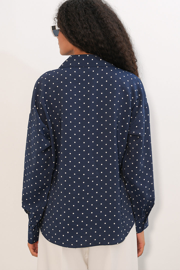Bigdart Chemise oversize à pois pour femmes 20392 - Bleu marine