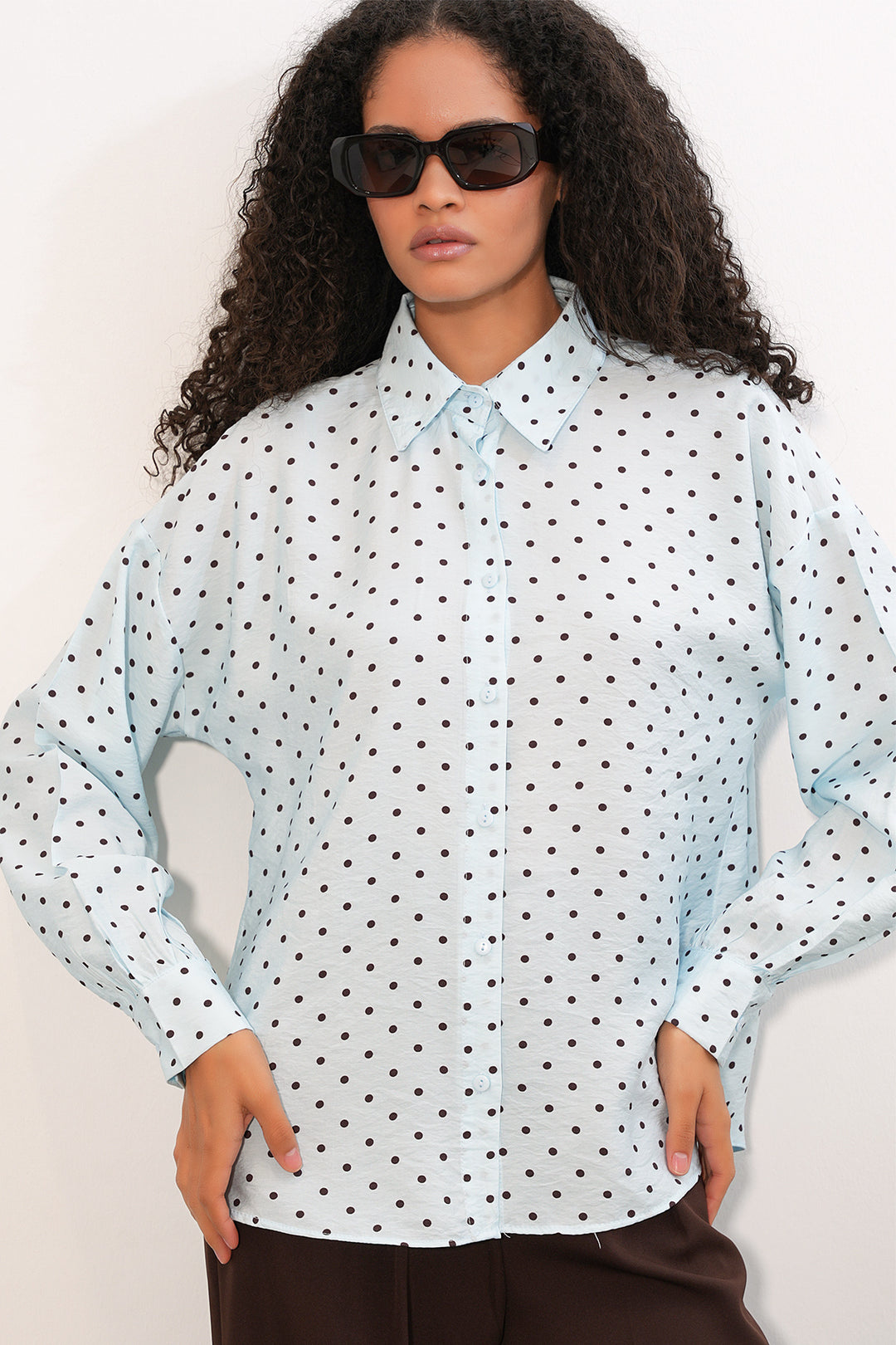 Bigdart Chemise oversize à pois pour femmes 20392 - Bleu
