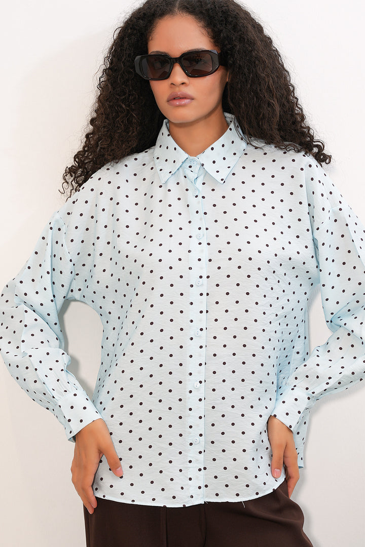 Bigdart Chemise oversize à pois pour femmes 20392 - Bleu
