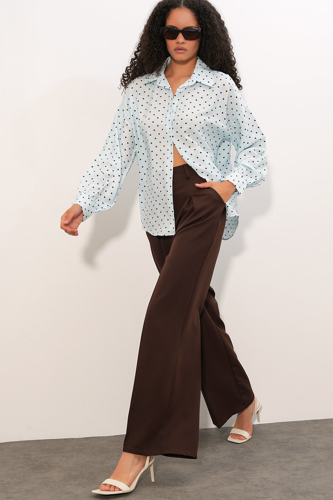 Bigdart Chemise oversize à pois pour femmes 20392 - Bleu