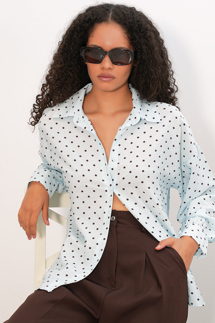 Bigdart Chemise oversize à pois pour femmes 20392 - Bleu