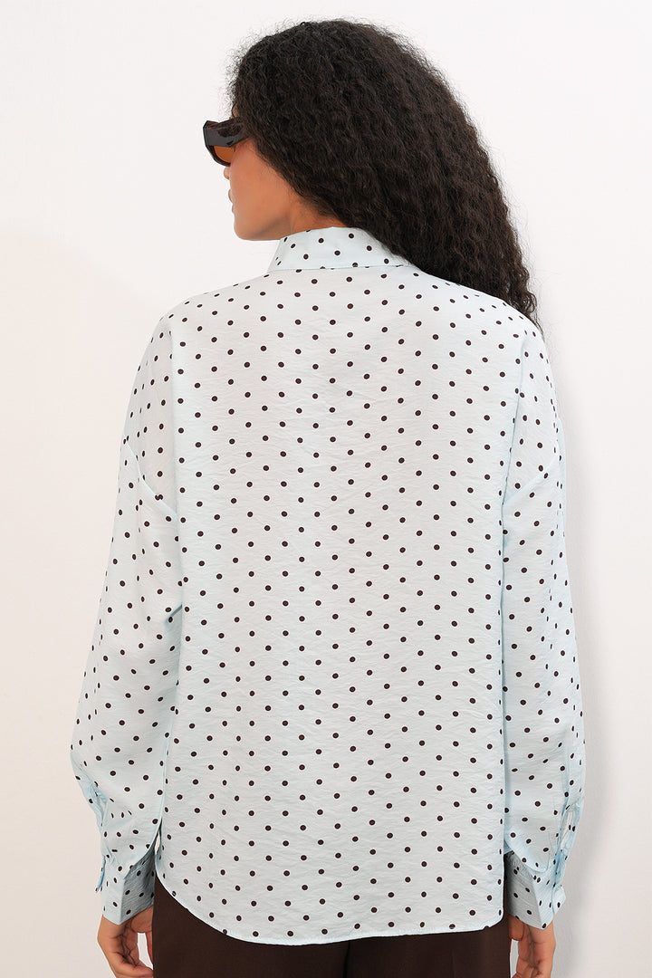 Bigdart Chemise oversize à pois pour femmes 20392 - Bleu