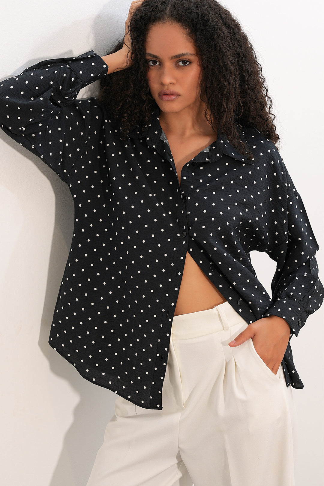 Bigdart Chemise oversize à pois pour femmes 20392 - Noir