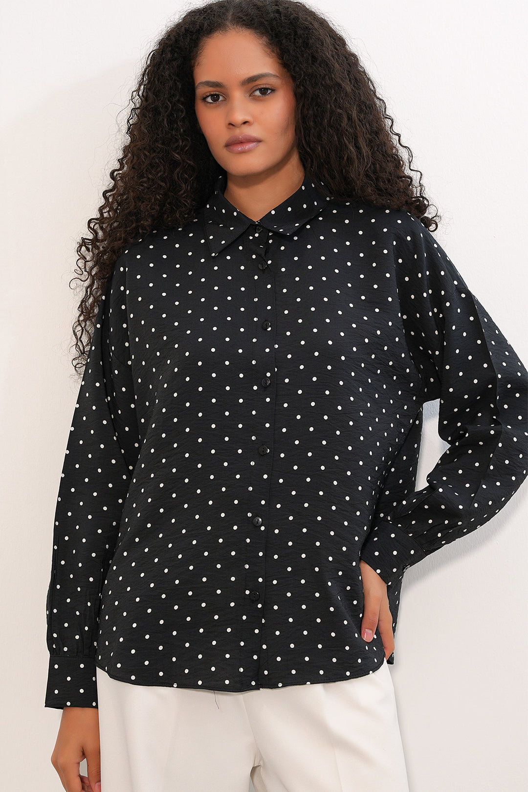 Bigdart Chemise oversize à pois pour femmes 20392 - Noir