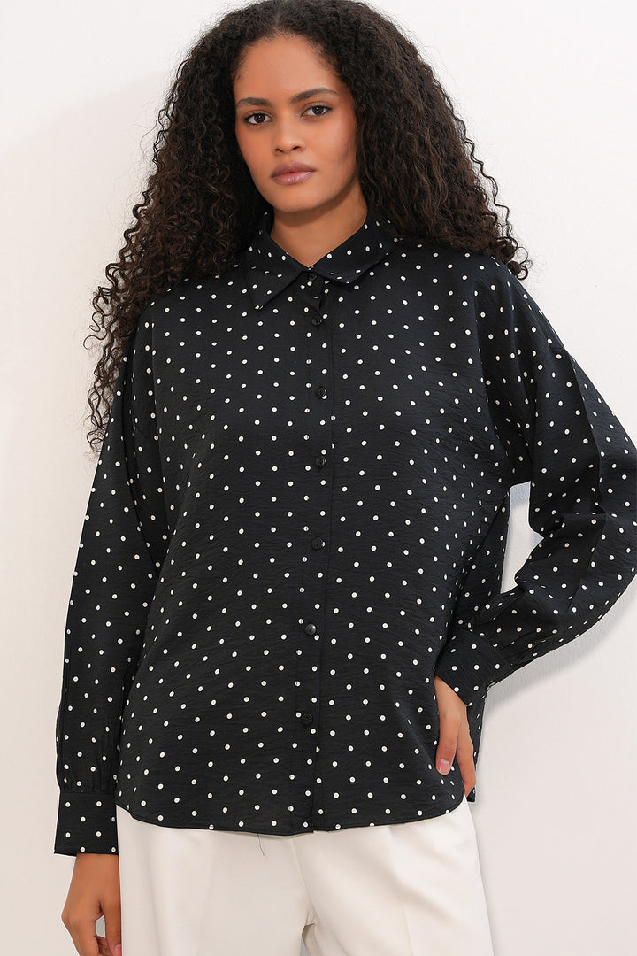 Bigdart Chemise oversize à pois pour femmes 20392 - Noir
