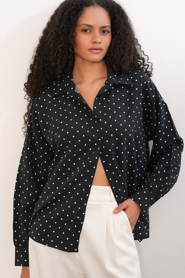 Bigdart Chemise oversize à pois pour femmes 20392 - Noir