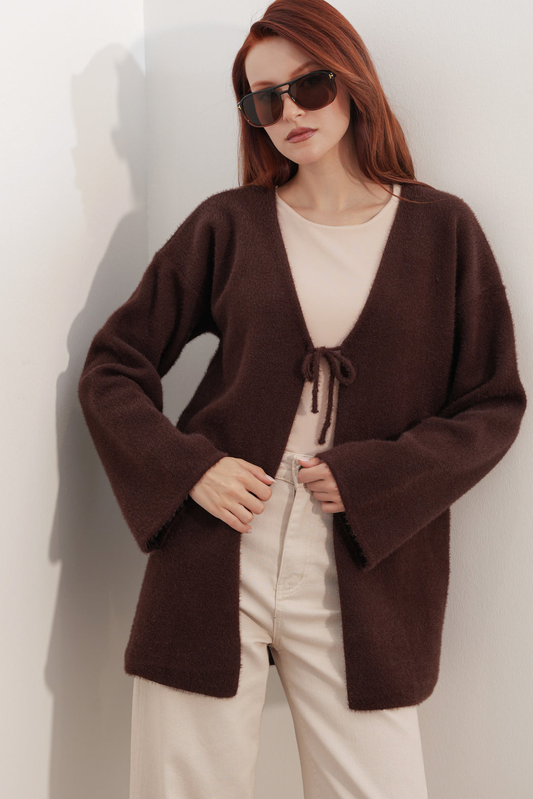 Bigdart Gilet en tricot oversize pour femme 15972 - Marron