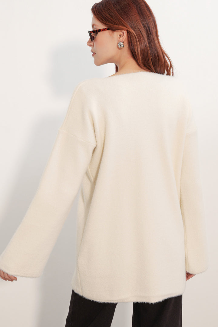 Bigdart Gilet en tricot oversize pour femme 15972 - Crème