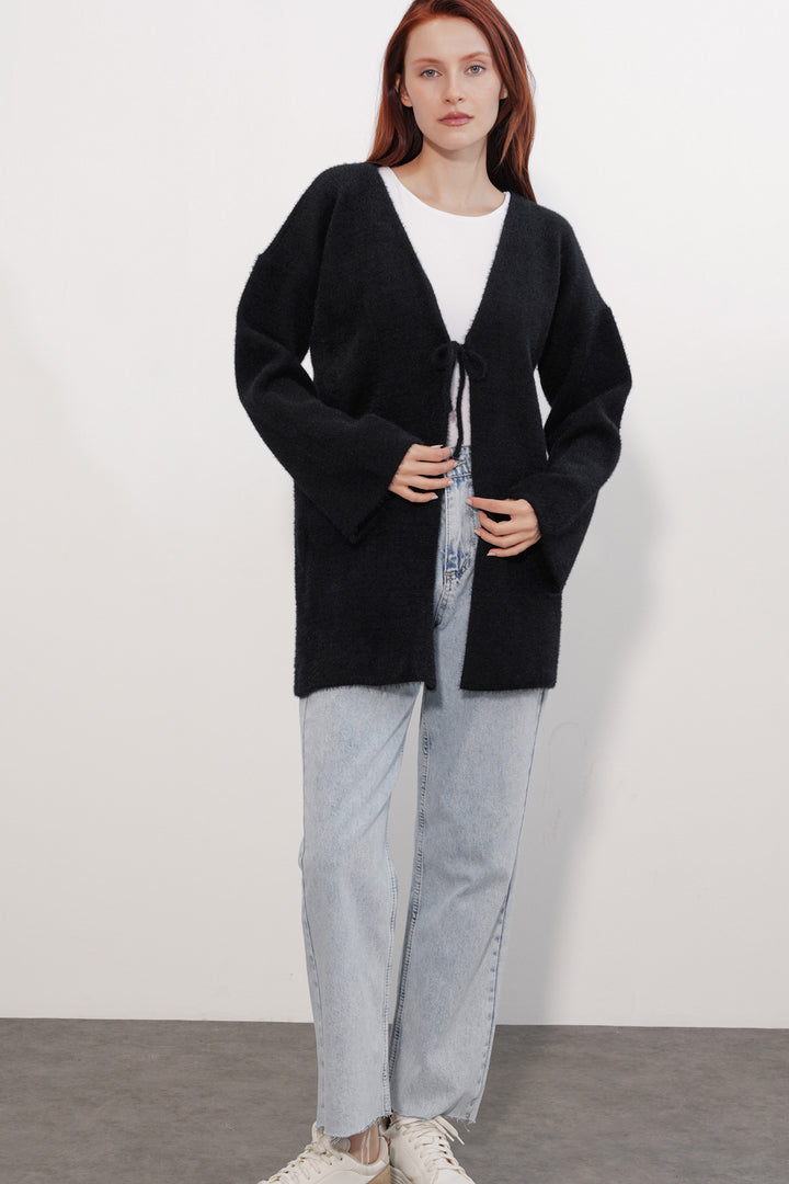 Bigdart Gilet en tricot oversize pour femme 15972 - Noir