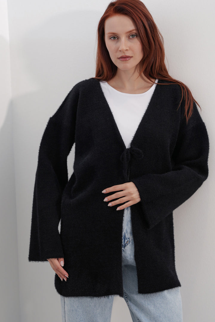 Bigdart Gilet en tricot oversize pour femme 15972 - Noir