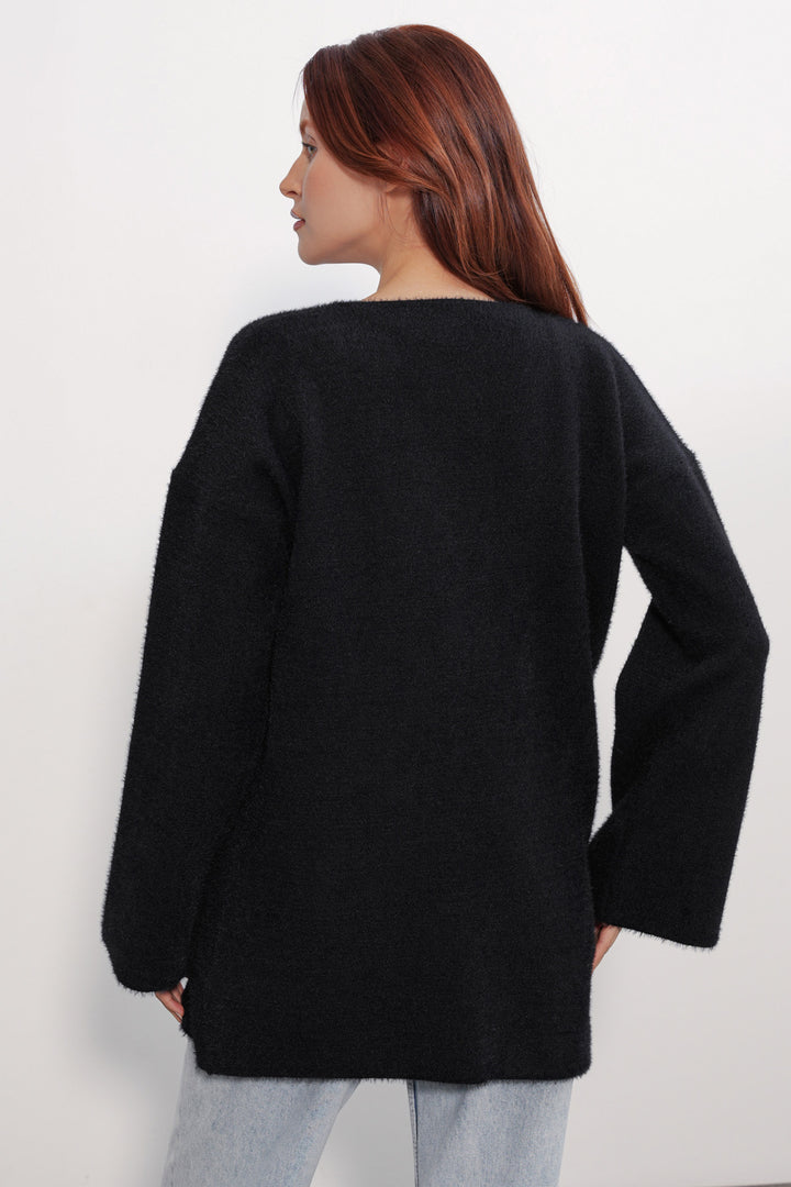 Bigdart Gilet en tricot oversize pour femme 15972 - Noir