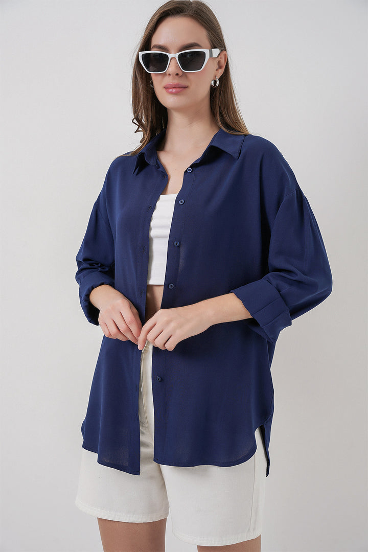 Bigdart Chemise en viscose oversize pour femme 3785 - Bleu marine