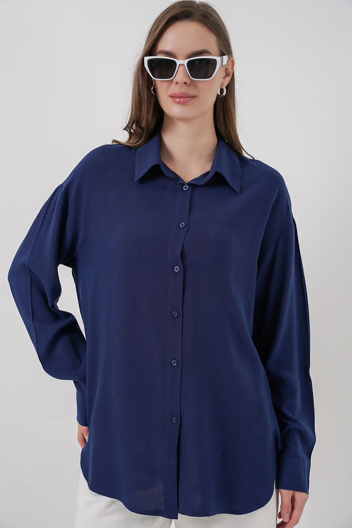 Bigdart Chemise en viscose oversize pour femme 3785 - Bleu marine