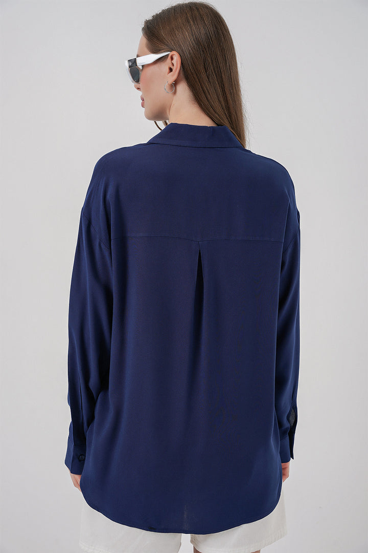 Bigdart Chemise en viscose oversize pour femme 3785 - Bleu marine