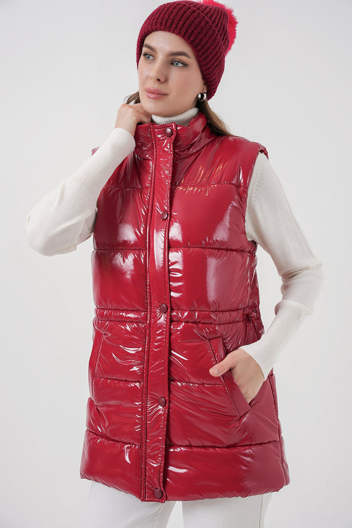 Bigdart Gilet matelassé brillant pour femme 5218 - Rouge