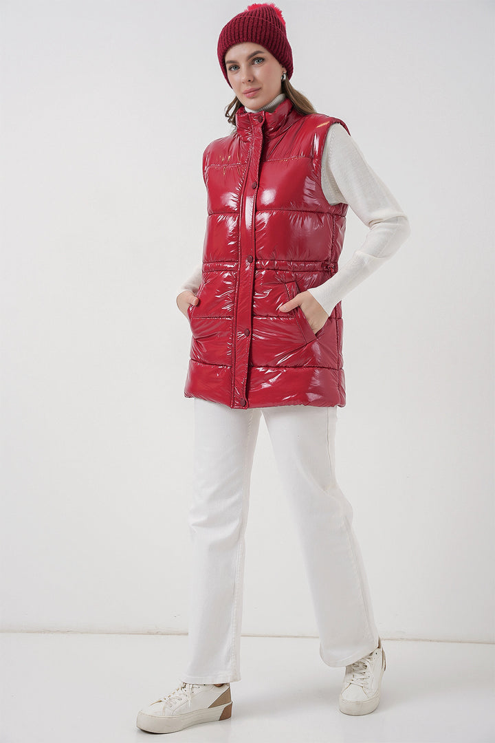 Bigdart Gilet matelassé brillant pour femme 5218 - Rouge