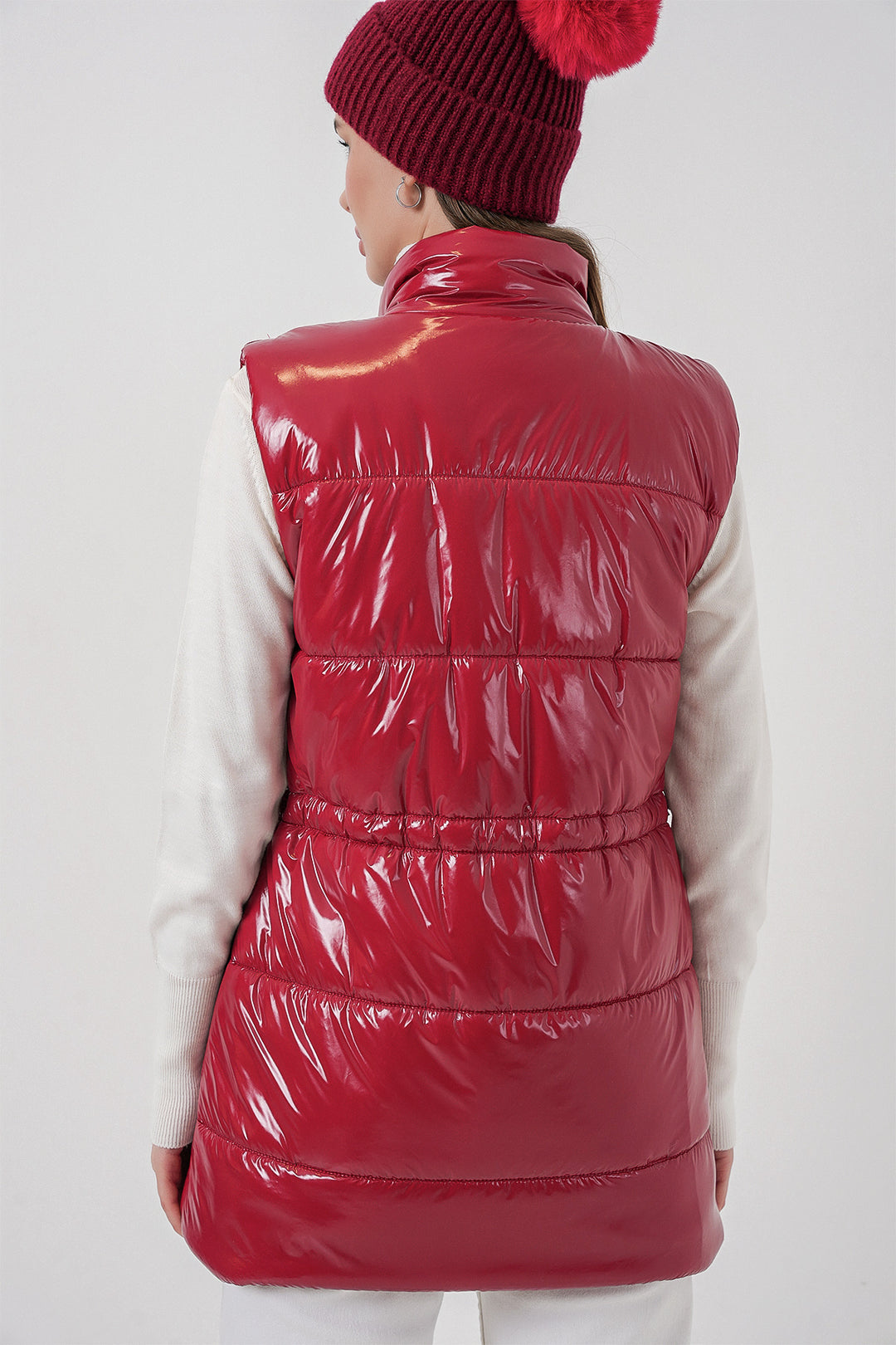 Bigdart Gilet sans manches brillant pour femme 5218 - Rouge