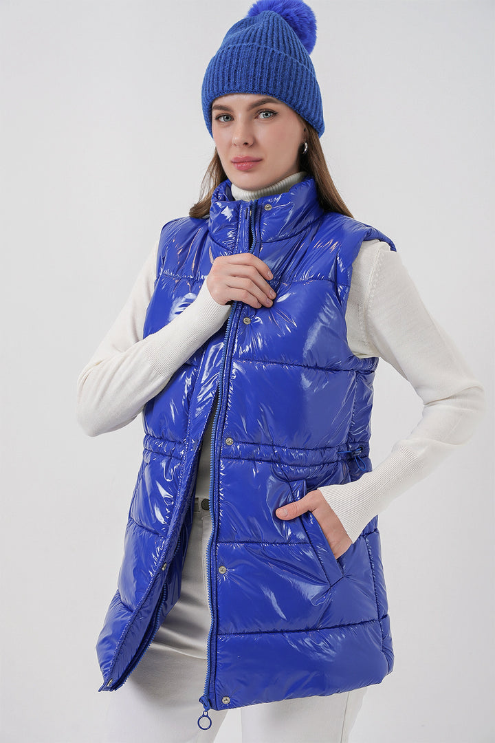 Bigdart Gilet matelassé brillant pour femme 5218 - Bleu roi