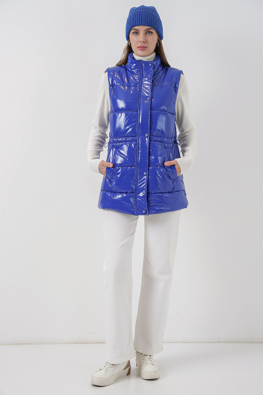 Bigdart Gilet matelassé brillant pour femme 5218 - Bleu roi