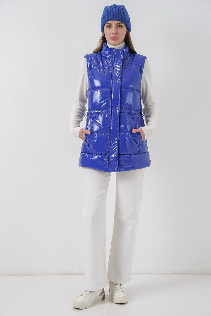 Bigdart Gilet matelassé brillant pour femme 5218 - Bleu roi