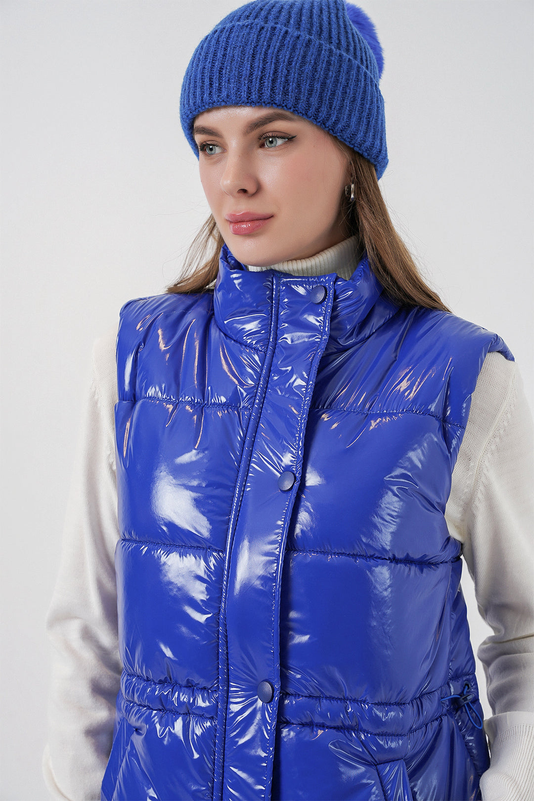 Bigdart Gilet matelassé brillant pour femme 5218 - Bleu roi