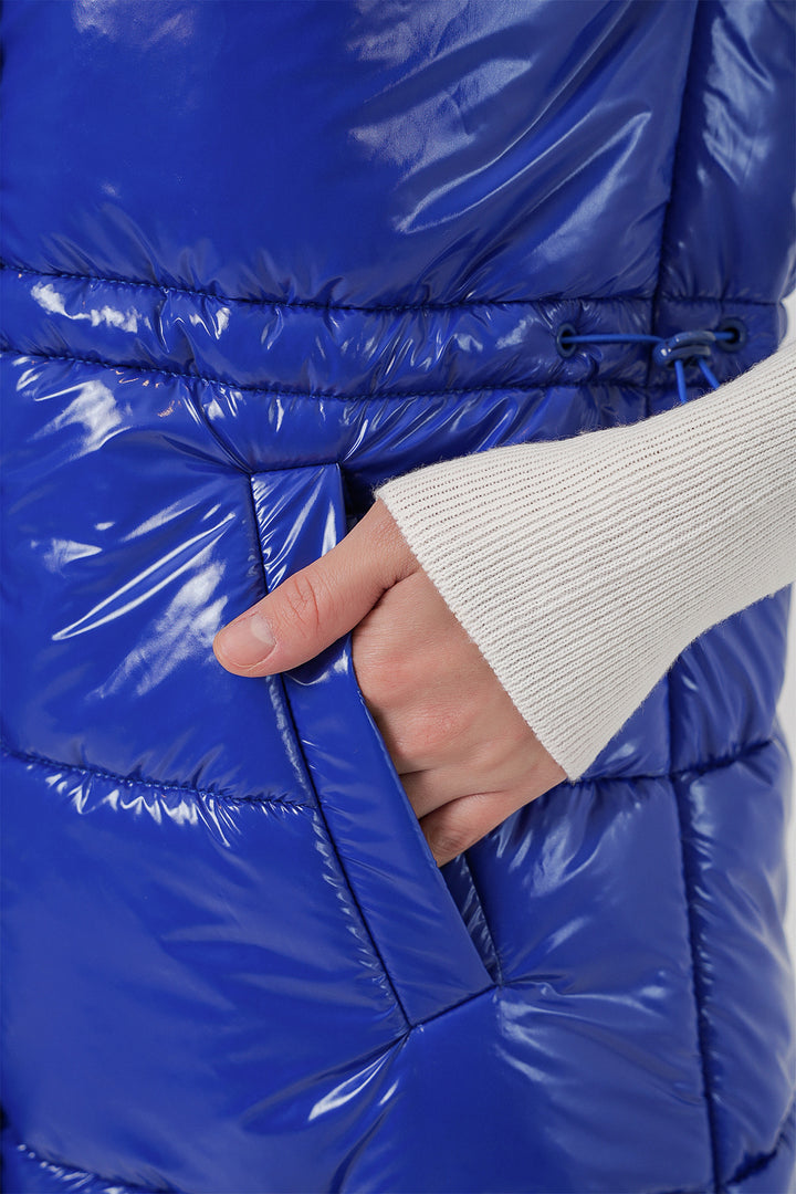 Bigdart Gilet matelassé brillant pour femme 5218 - Bleu roi