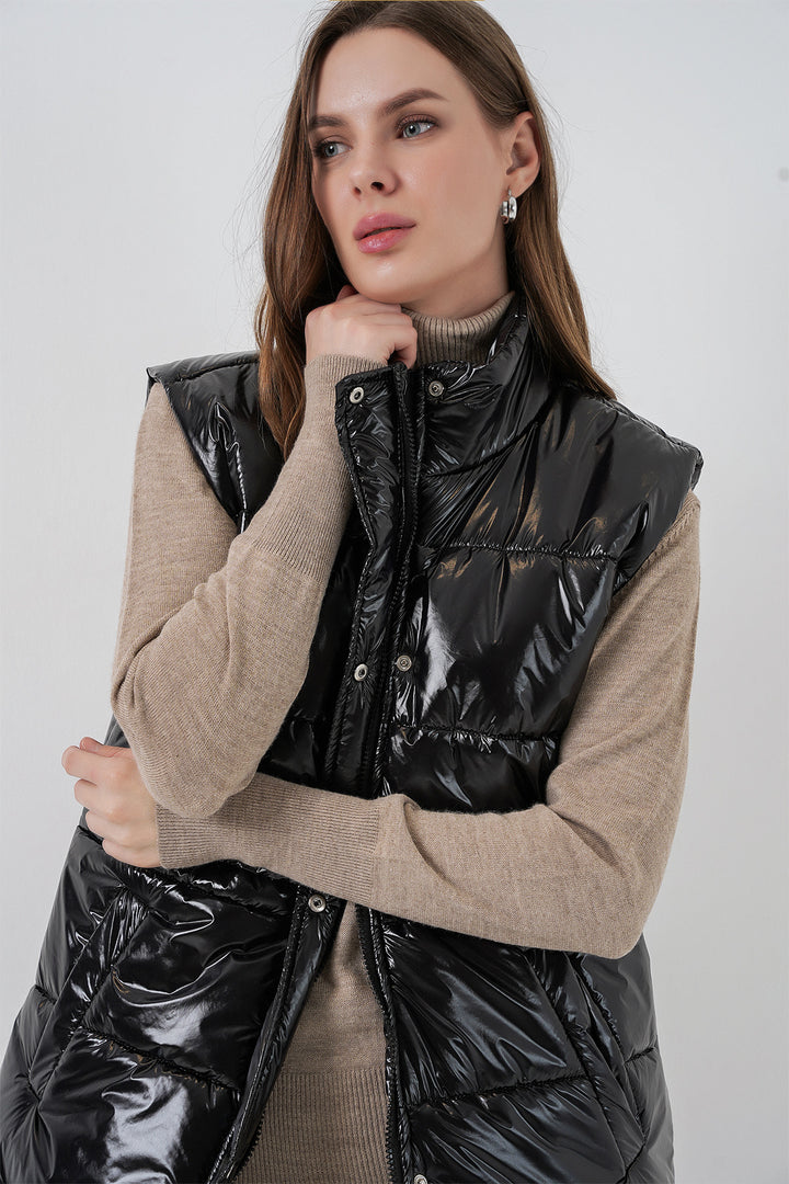 Bigdart Gilet matelassé brillant femme 5218 - Noir