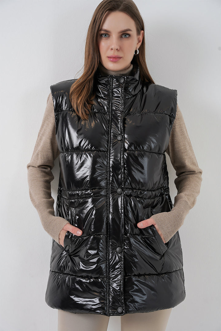 Bigdart Gilet matelassé brillant femme 5218 - Noir