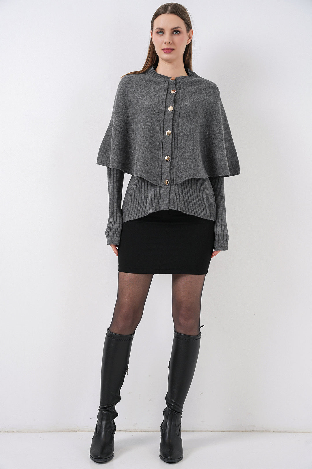 Bigdart Veste en tricot à capuche pour femme 15967 - Anthracite