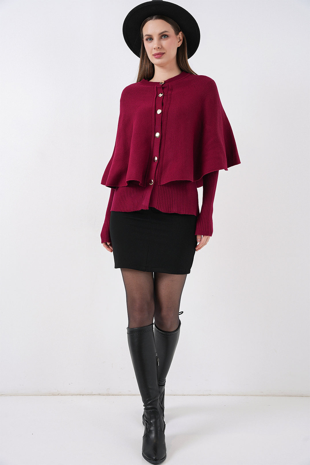 Bigdart Gilet Tricot à Capuche Femme 15967 - Bordeaux