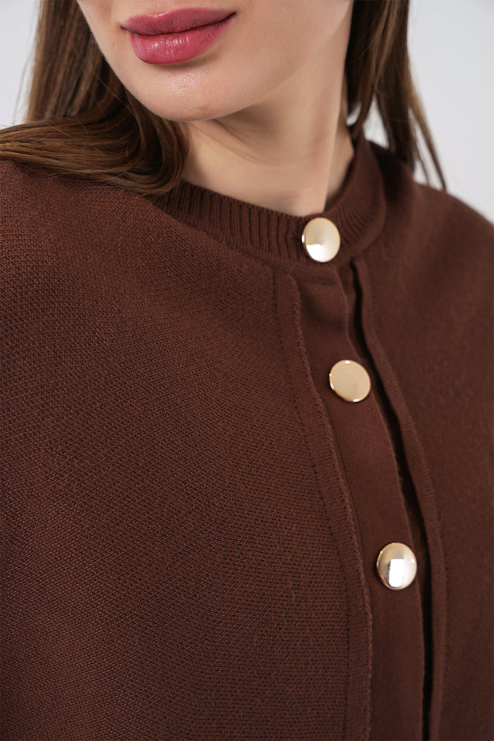 Bigdart Gilet en tricot avec cape pour femme 15967 - Marron