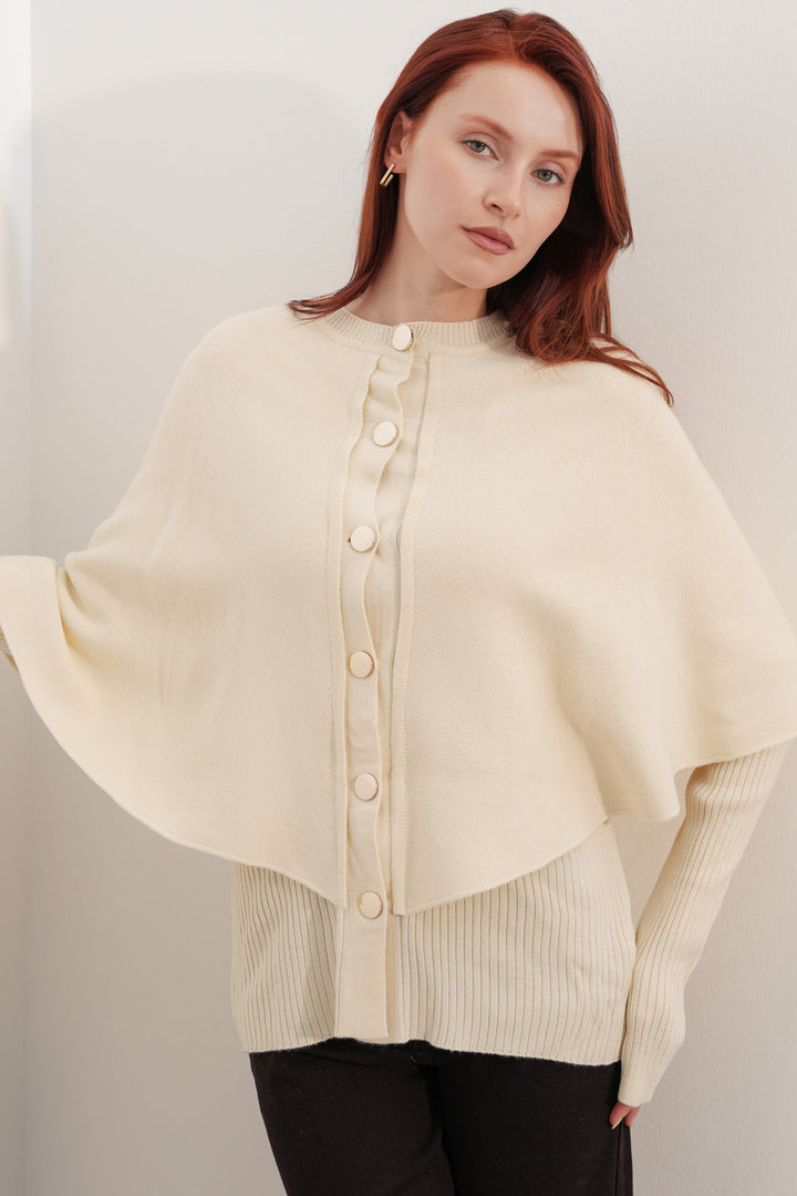 Bigdart Gilet en tricot avec capuche pour femme 15967 - Crème