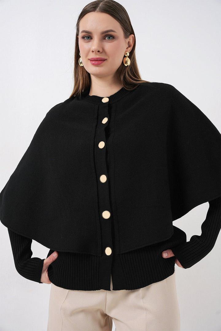 Bigdart Femme Gilet Tricot avec Cape 15967 - Noir