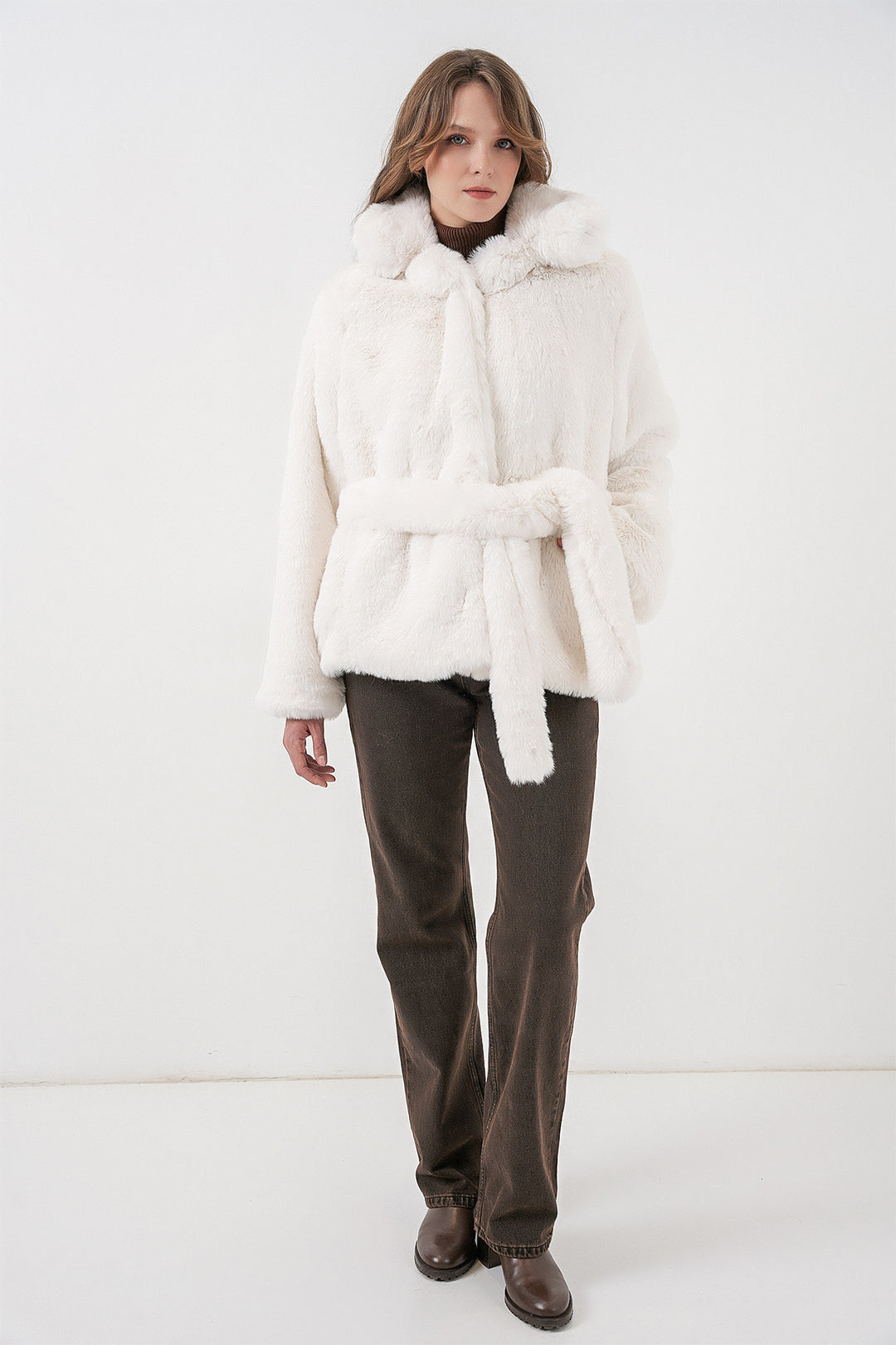 Bigdart Manteau en Fourrure Peluche Femme 5234 - Écru