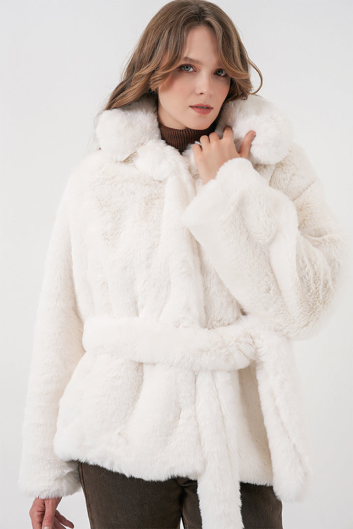 Bigdart Manteau en Fourrure Peluche Femme 5234 - Écru