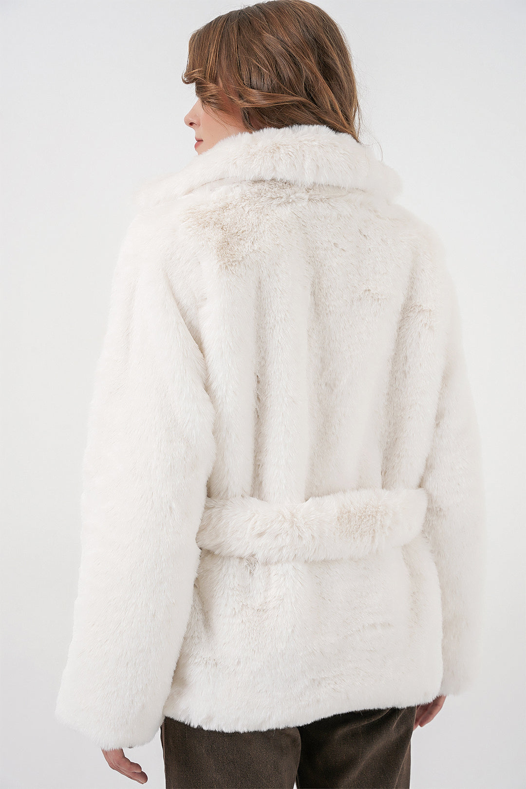 Bigdart Manteau en Fourrure Peluche Femme 5234 - Écru