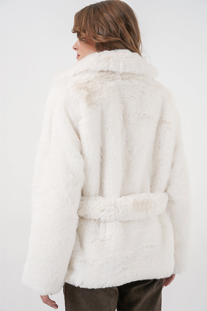 Bigdart Manteau en Fourrure Peluche Femme 5234 - Écru