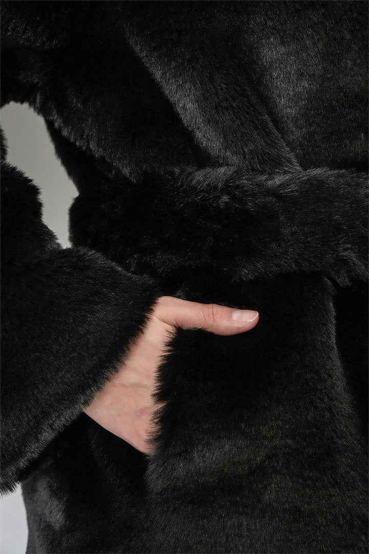 Bigdart Manteau en Fourrure Peluche Femme 5234 - Noir