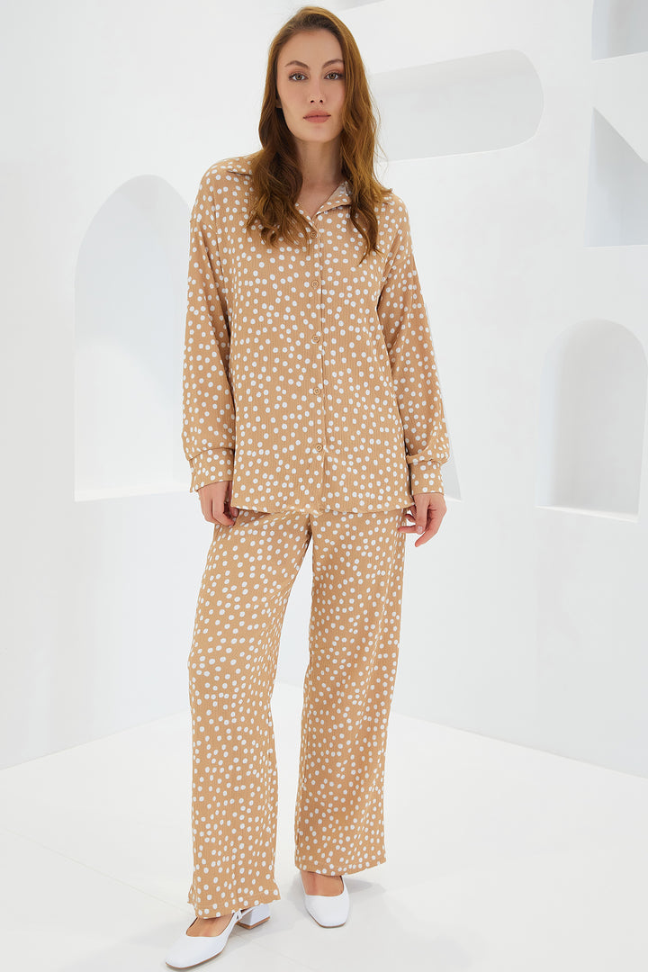Bigdart Ensemble tricot à pois beige écru pour femme 5858 - Beige