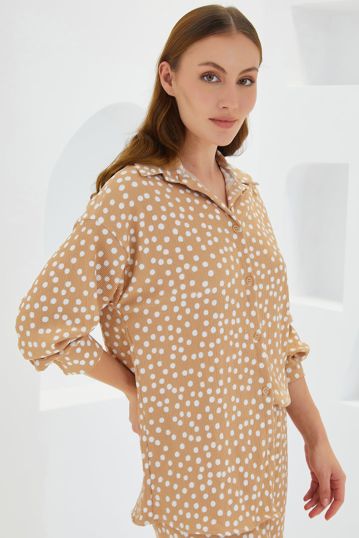 Bigdart Ensemble tricot à pois beige écru pour femme 5858 - Beige