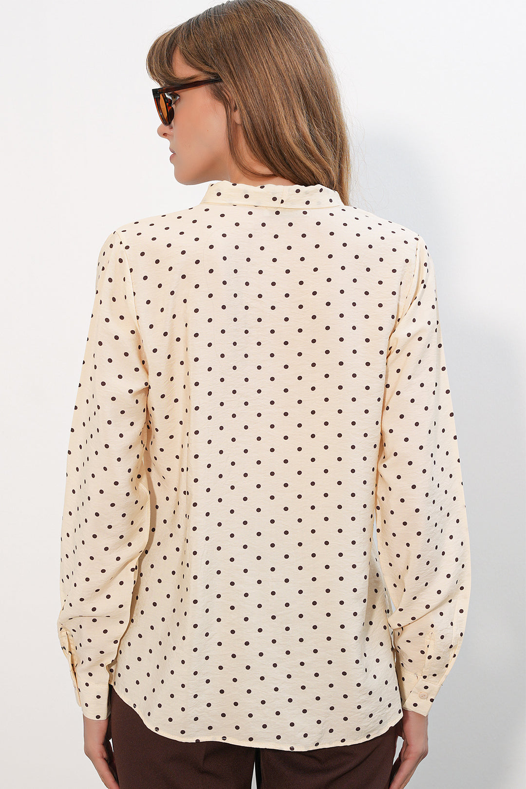 Bigdart Blouse à Pois avec Col Foulard 40007 - Crème