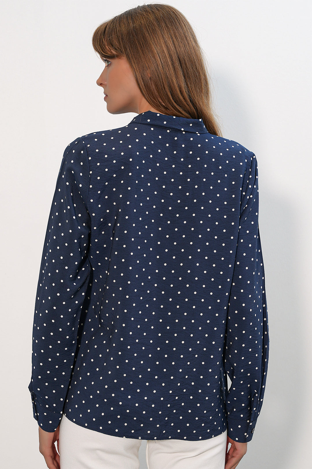 Bigdart Blouse à Pois avec Col Foulard 40007 - Bleu marine