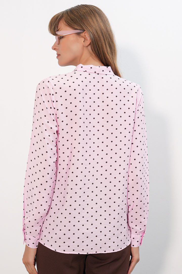 Bigdart Blouse à Pois avec Col Foulard 40007 - Rose