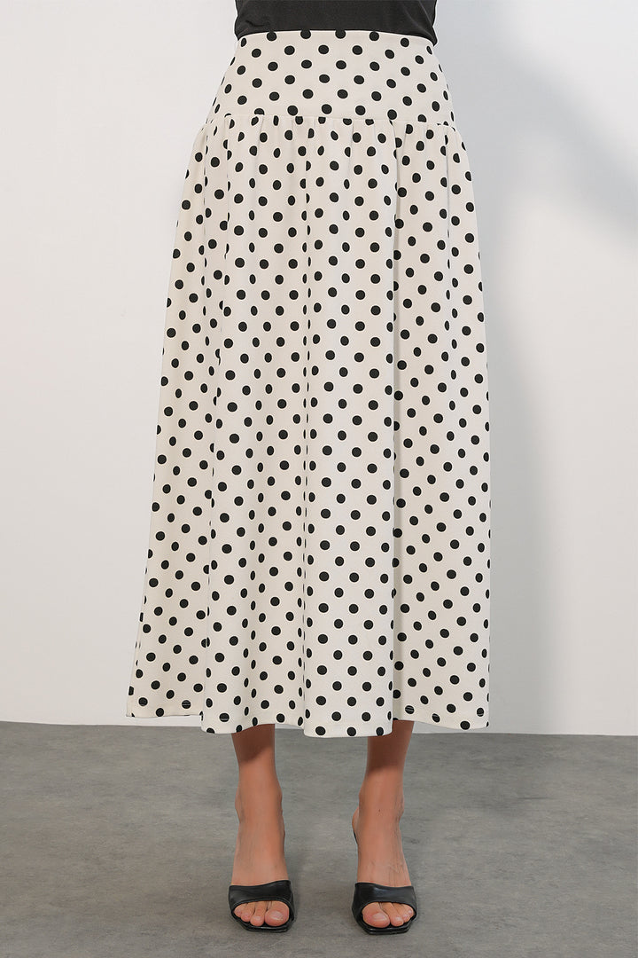 Bigdart Jupe longue à pois pour femme 8084 - Blanc