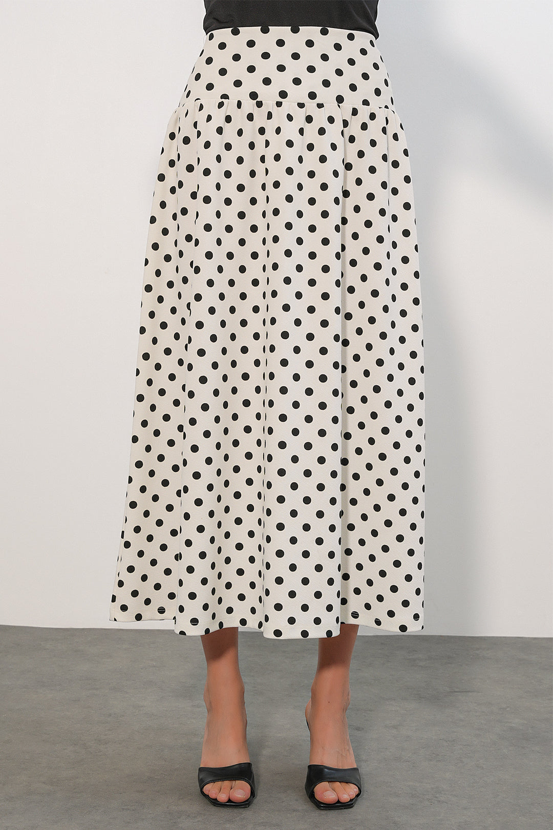 Bigdart Jupe longue à pois pour femme 8084 - Blanc